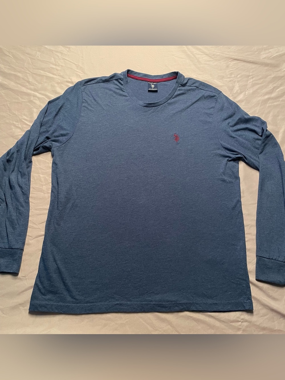 U.S. Polo Assn. Long Sleeve Crew Neck Tee - Blue with Red Logo